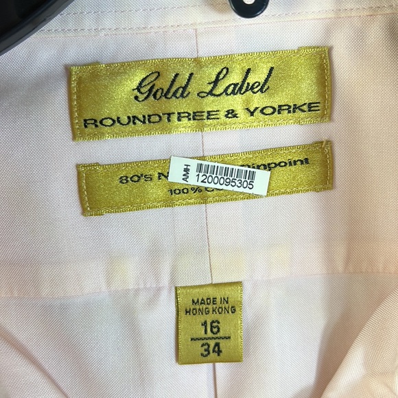 Roundtree & Yorke Gold Label 80’s Pink LongSleeve Dress Shirt Gently worn 16/34 - Picture 3 of 8